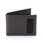Genuine Leather Tri-Fold Wallet, Window ID Slot - RFID Blocking Technology- Grey