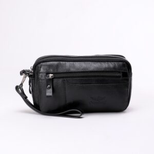 Black Genuine Leather Handbag For Men , Internal Cardholder