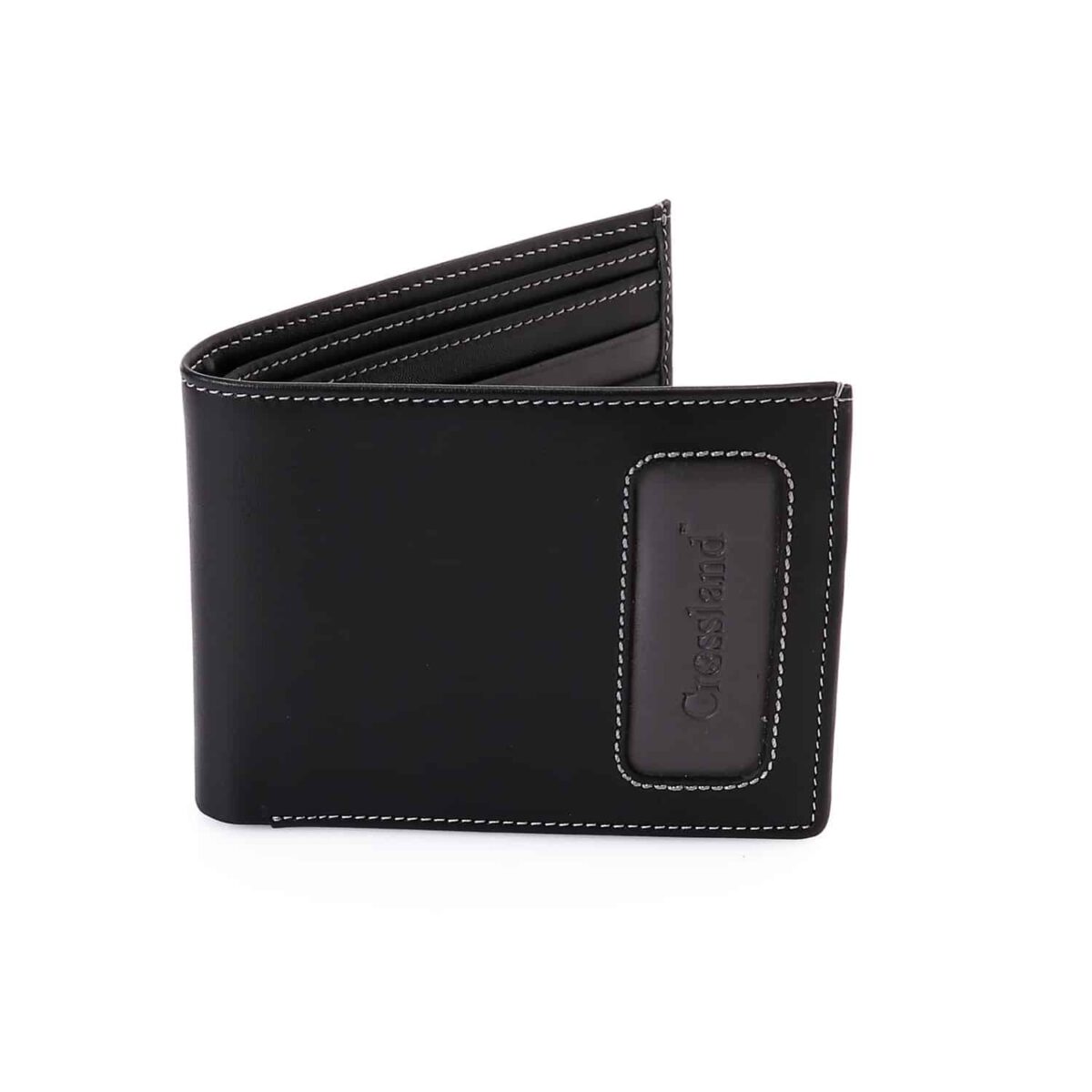 CROSSLAND Genuine Leather Wallet Tri-Fold Black RFID