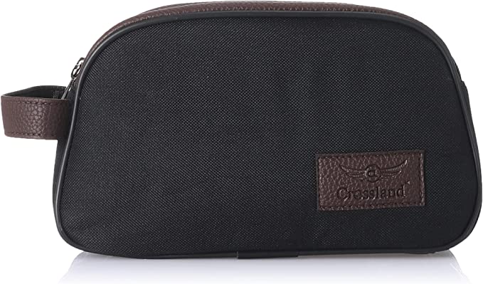 HB-103-Black-Brown-1.jpg Canvas and Leather Clutch Handbag – Mobile Phone Safety Pocket - Image 1