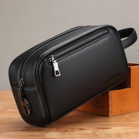 CROSSLAND sleek black leather men's handbag