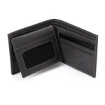 Genuine Leather Tri-Fold Wallet, Window ID Slot - RFID Blocking Technology- Grey - Image 2