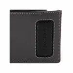 Genuine Leather Tri-Fold Wallet, Window ID Slot - RFID Blocking Technology- Grey - Image 5
