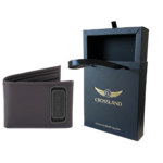 Trifold Men Genuin Leather Wallet Grey with branded box
