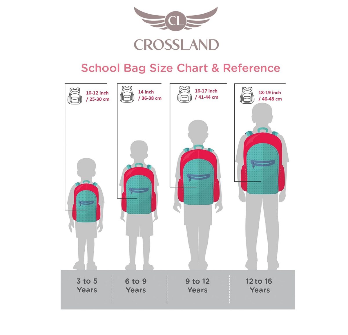 CROSSLAND 18 Inch School Backpack – Lightweight & Durable Size Guied