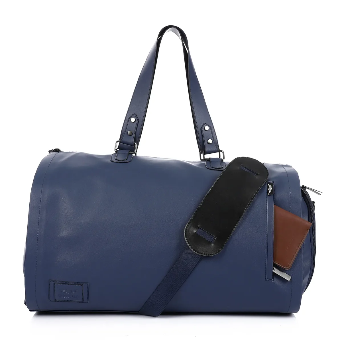 Premium Folding Leather Duffel Bag, Cabin Size with Suit and Shoe Compartments - Image 6