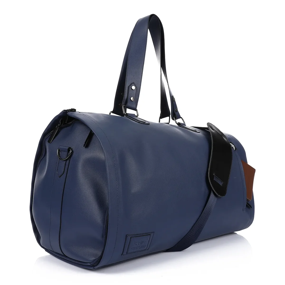 Premium Folding Leather Duffel Bag, Cabin Size with Suit and Shoe Compartments - Image 5