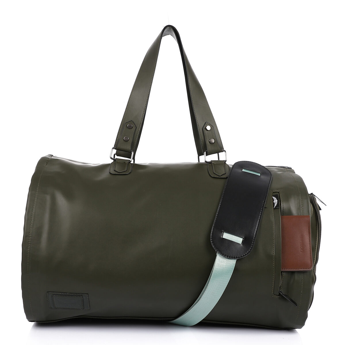 Premium Folding Leather Duffel Bag, Cabin Size with Suit and Shoe Compartments - Image 5