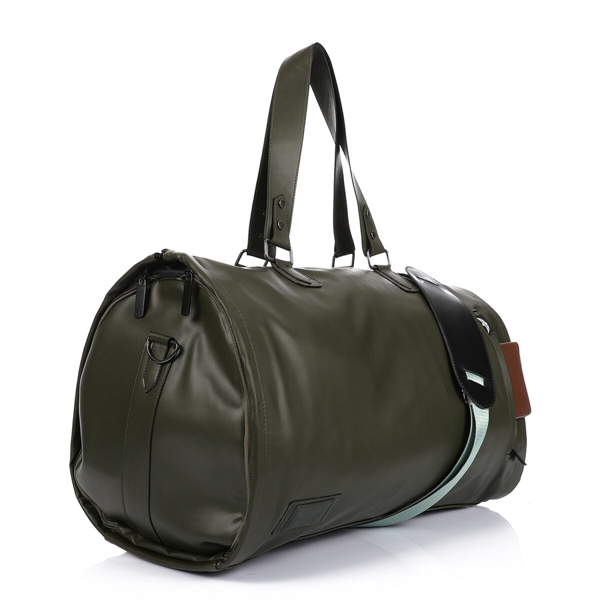 Premium Folding Leather Duffel Bag, Cabin Size with Suit and Shoe Compartments - Image 7