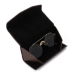 Eyewear Folding Slim Case , Velvet Lining – Chocolate brown - Image 2