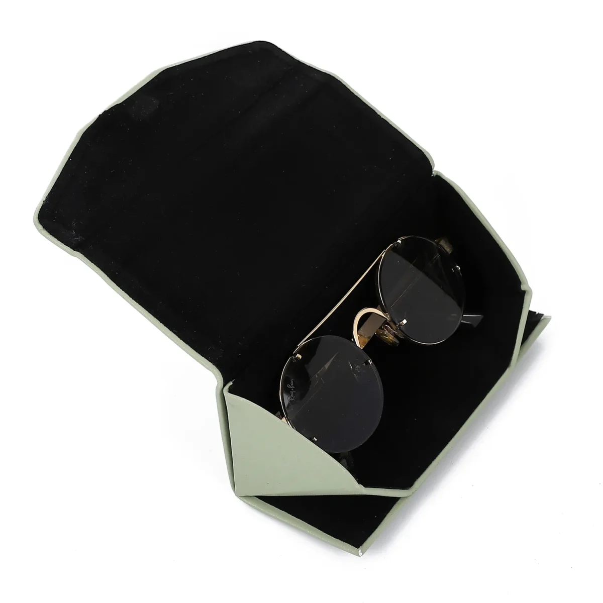 Eyewear Folding Slim Case , Velvet Lining – Pistachio - Image 2
