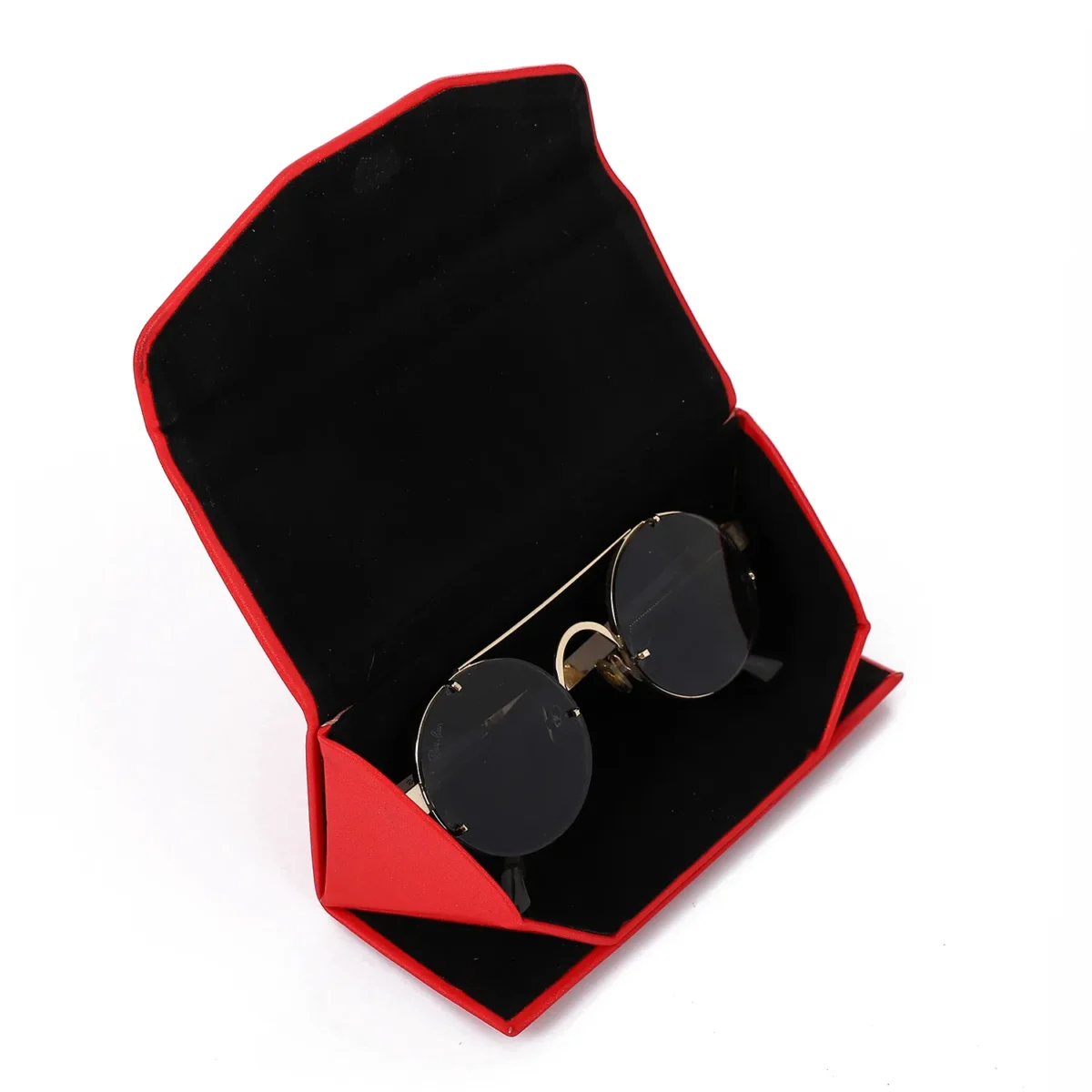 Eyewear Folding Slim Case , Velvet Lining – Red - Image 2