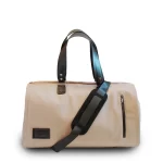 Premium Folding Duffel – Linen & Leather Travel Bag with Suit & Shoe Compartments