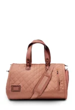 Premium Folding Duffel – Linen & Leather Travel Bag with Suit & Shoe Compartments