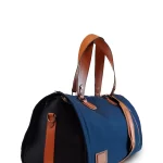 Premium Folding Duffel – Linen & Leather Travel Bag with Suit & Shoe Compartments