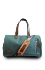 Premium Folding Duffel – Linen & Leather Travel Bag with Suit & Shoe Compartments