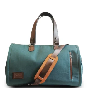 Premium Folding Duffel – Linen & Leather Travel Bag with Suit & Shoe Compartments