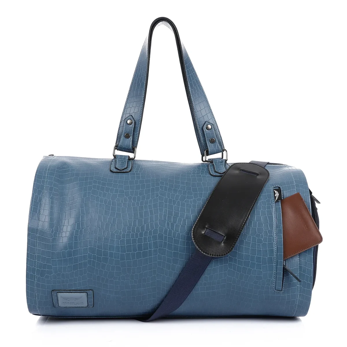 Premium Folding Duffel Bag Crocodile Leather, Cabin Size with Suit and Shoe Compartments - Image 3