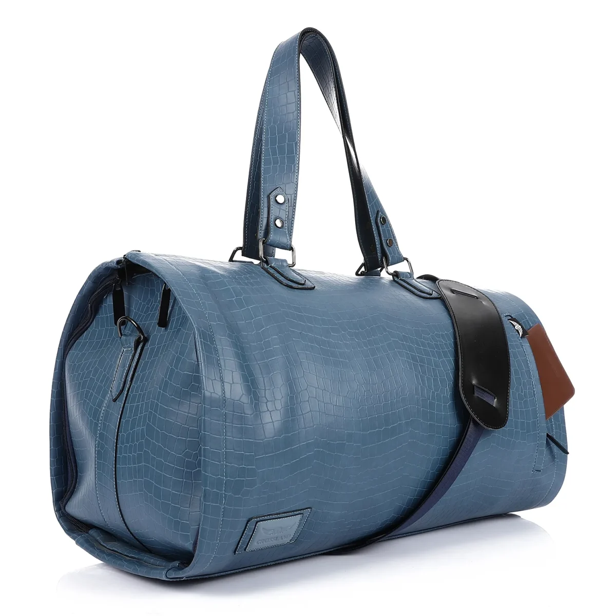 Premium Folding Duffel Bag Crocodile Leather, Cabin Size with Suit and Shoe Compartments - Image 4