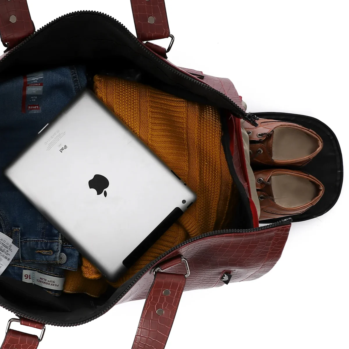 Premium Folding Duffel – Linen & Leather Travel Bag with Suit and Shoe Compartments - Image 5
