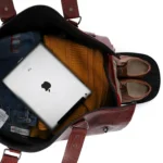 Premium Folding Duffel – Linen & Leather Travel Bag with Suit & Shoe Compartments - Image 5