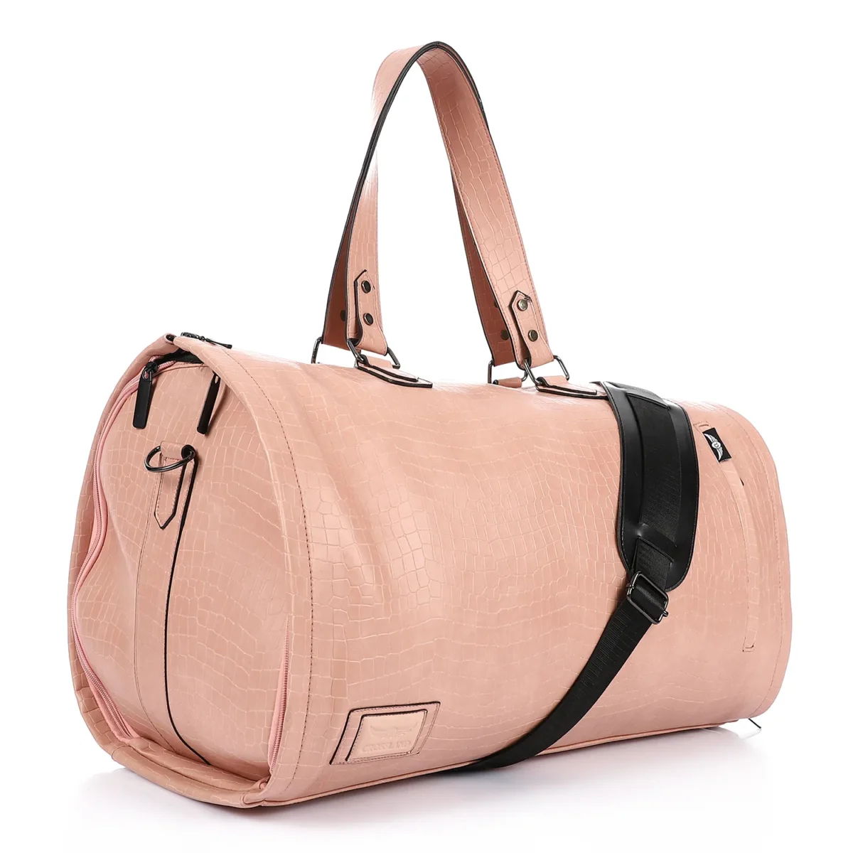 Premium Folding Duffel Bag Crocodile Leather, Cabin Size with Suit and Shoe Compartments - Image 5