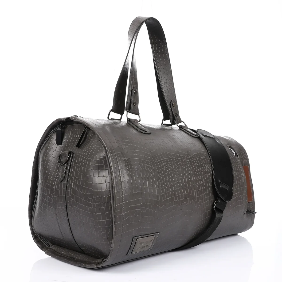 Premium Folding Duffel Bag Crocodile Leather, Cabin Size with Suit and Shoe Compartments - Image 6