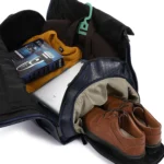 Premium Folding Duffel – Linen & Leather Travel Bag with Suit & Shoe Compartments - Image 3