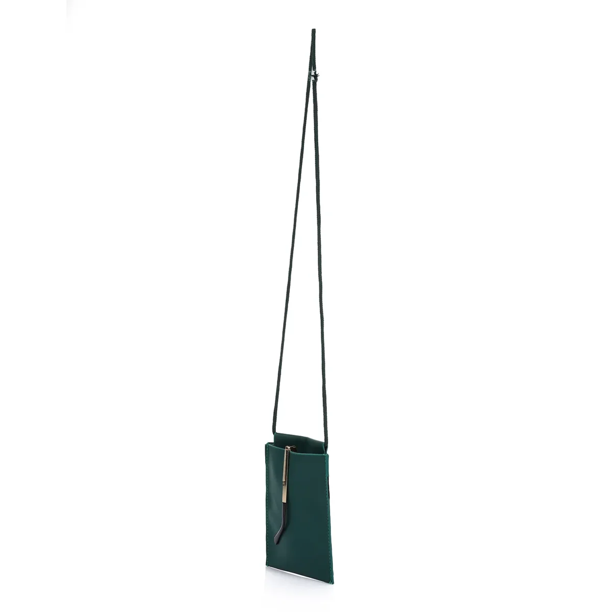 leather Pouch case with Strap for hanging around the neck or crossbody-Olive - Image 2
