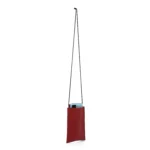 leather Pouch case with Strap for hanging around the neck or crossbody-Red - Image 3