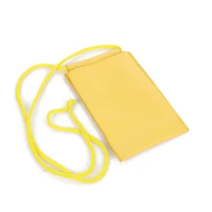 leather Pouch case with Strap for hanging around the neck or crossbody-Yellow