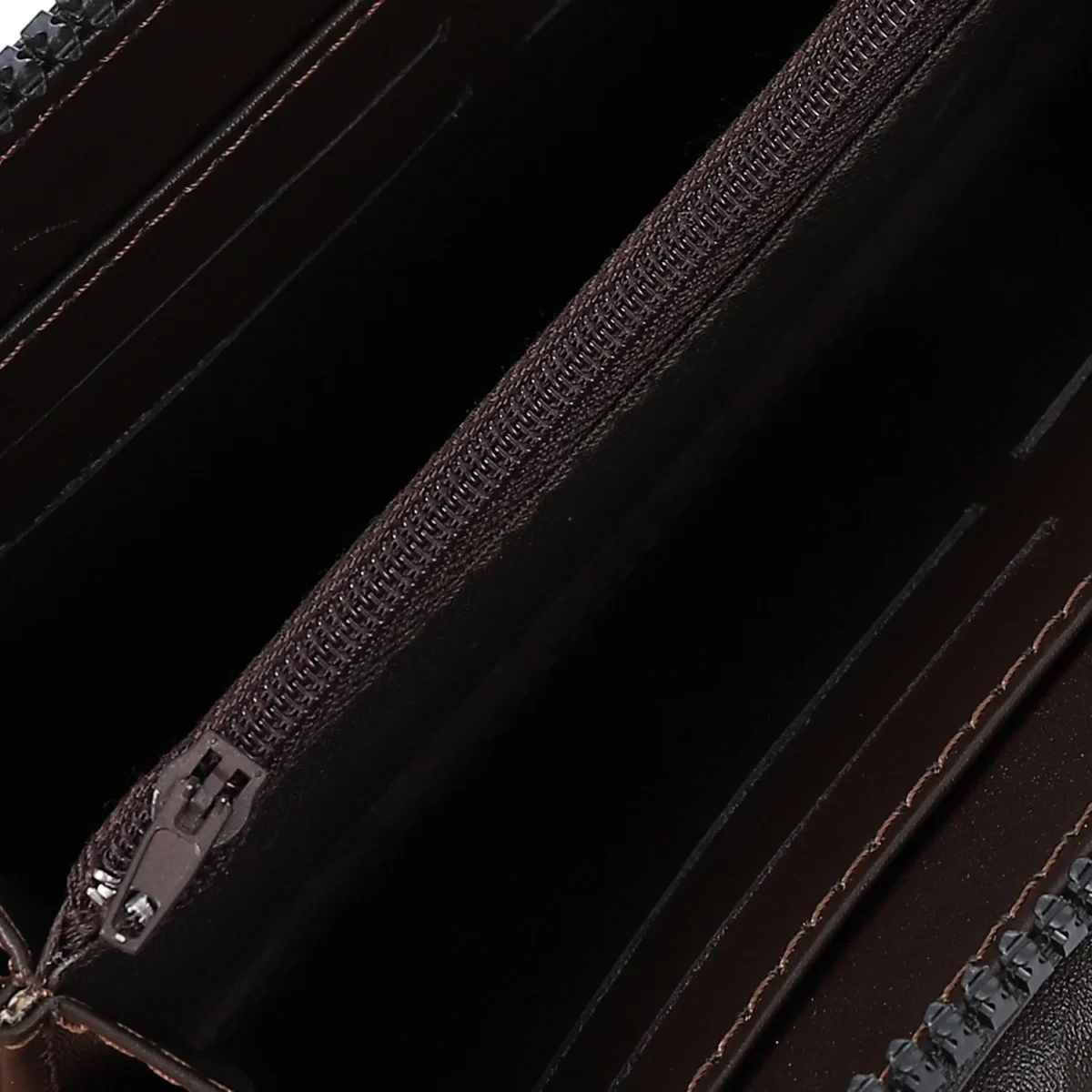 Brown Genuine Leather Clutch Handbag- Interior Card Slots and Hand Strap - Image 8