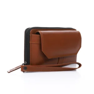 Havana Genuine Leather Clutch Handbag- Interior Card Slots and Hand Strap