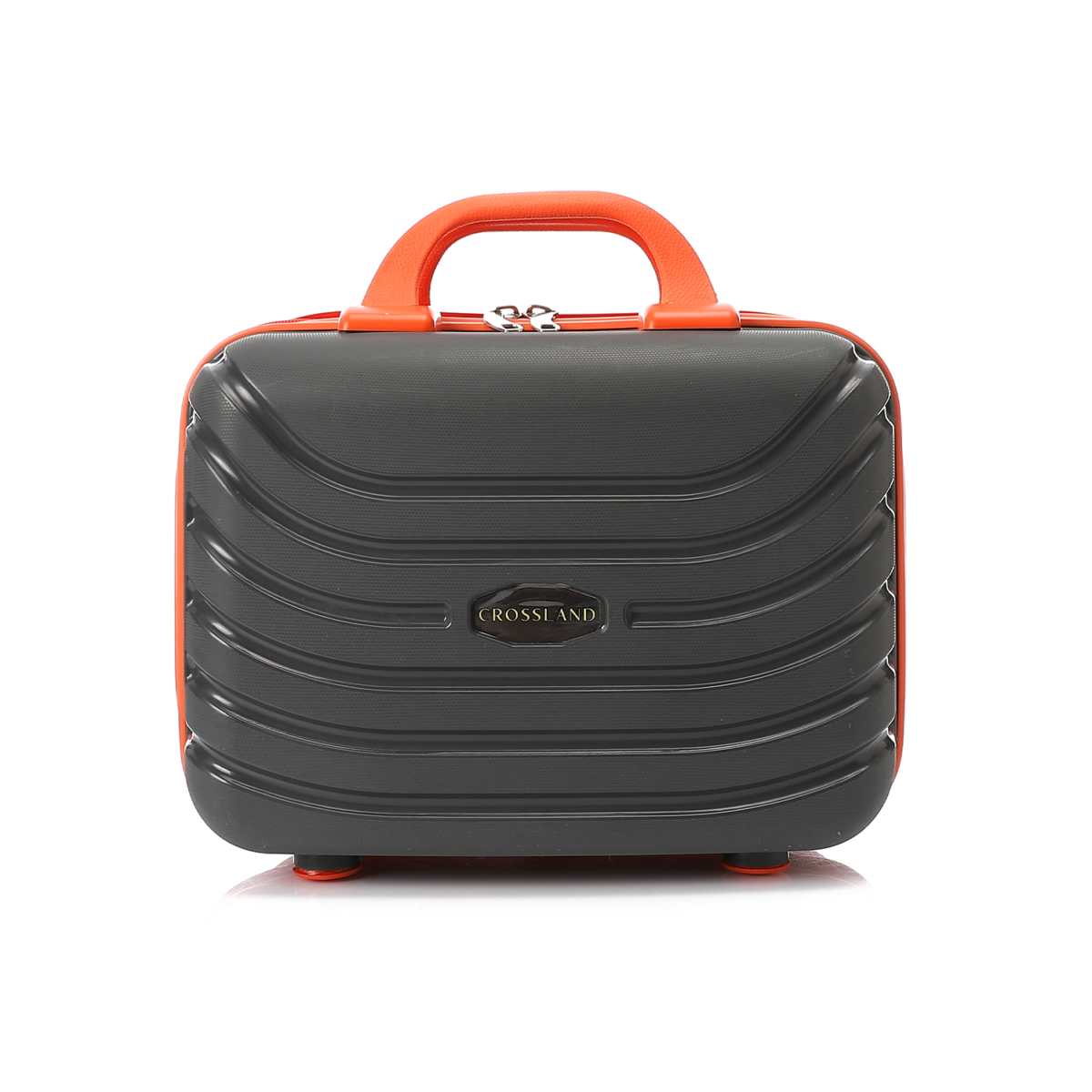 CROSSLAND Makeup Bag 14 Inch Grey Orange Unbreakable