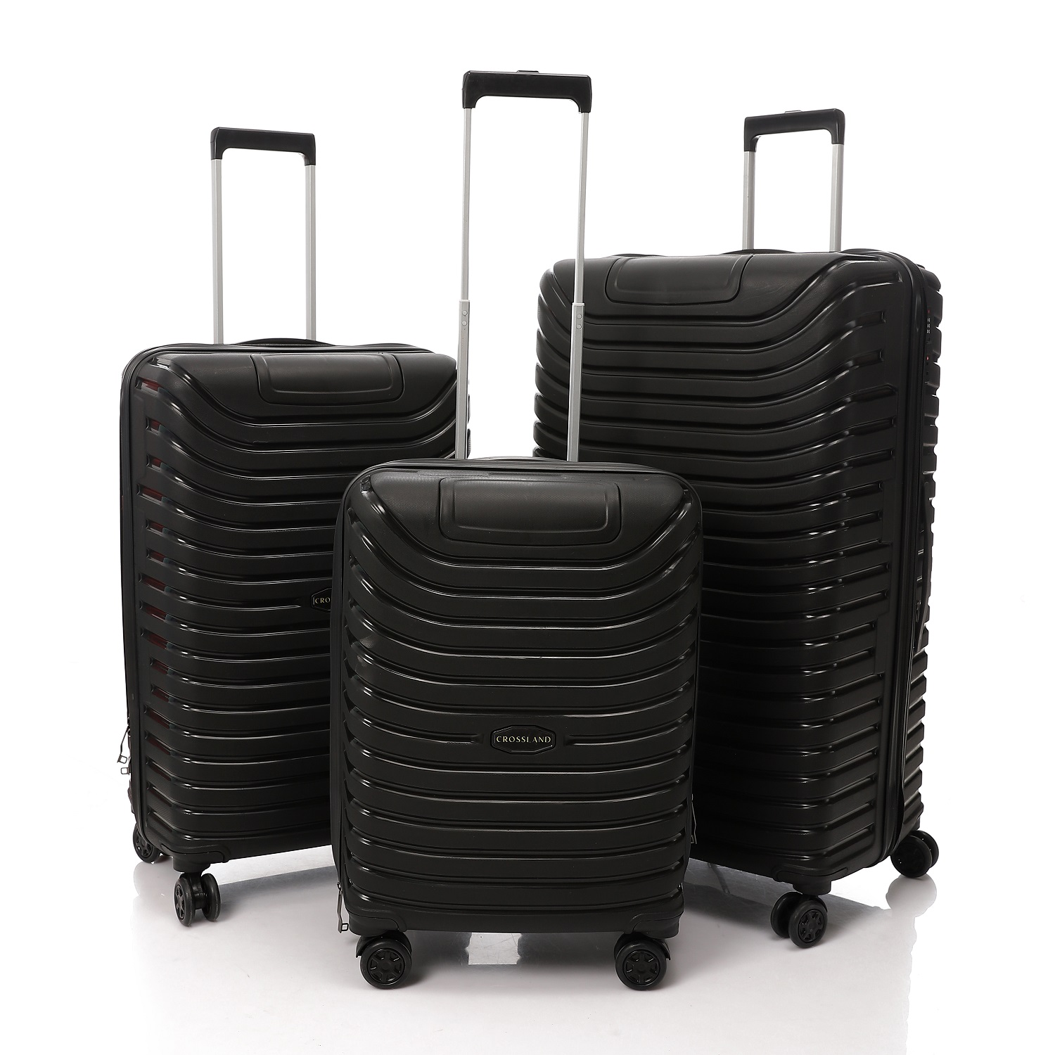 CL-4100-BLK-3P Set-V1 CROSSLAND full set trolley luggage black – 22, 26, and 32 inch