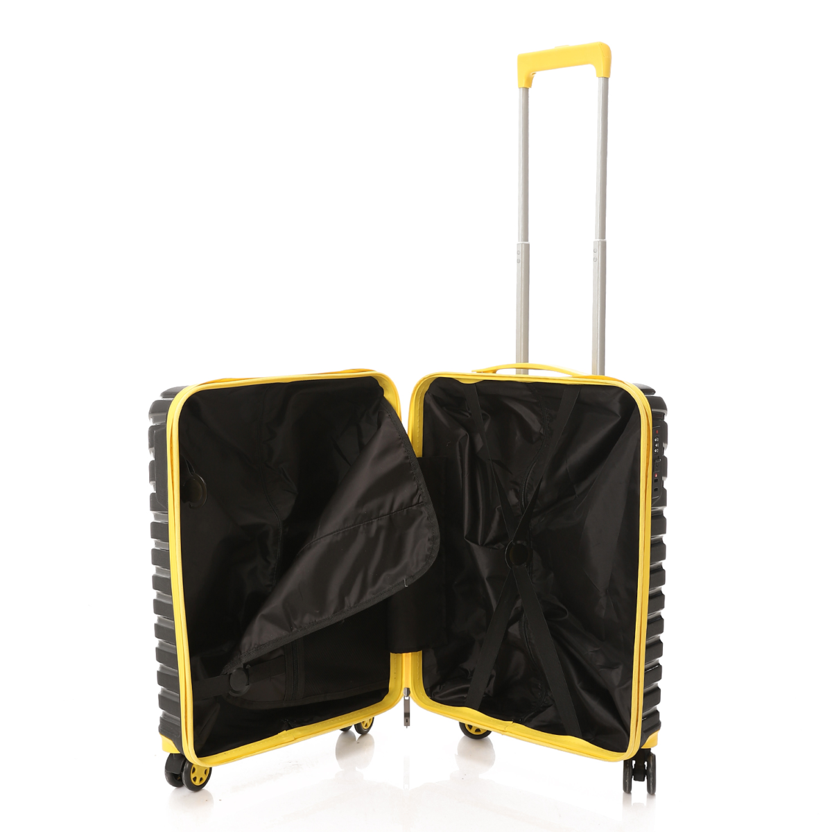 CROSSLAND 22 Inch Black Yellow Cabin Luggage