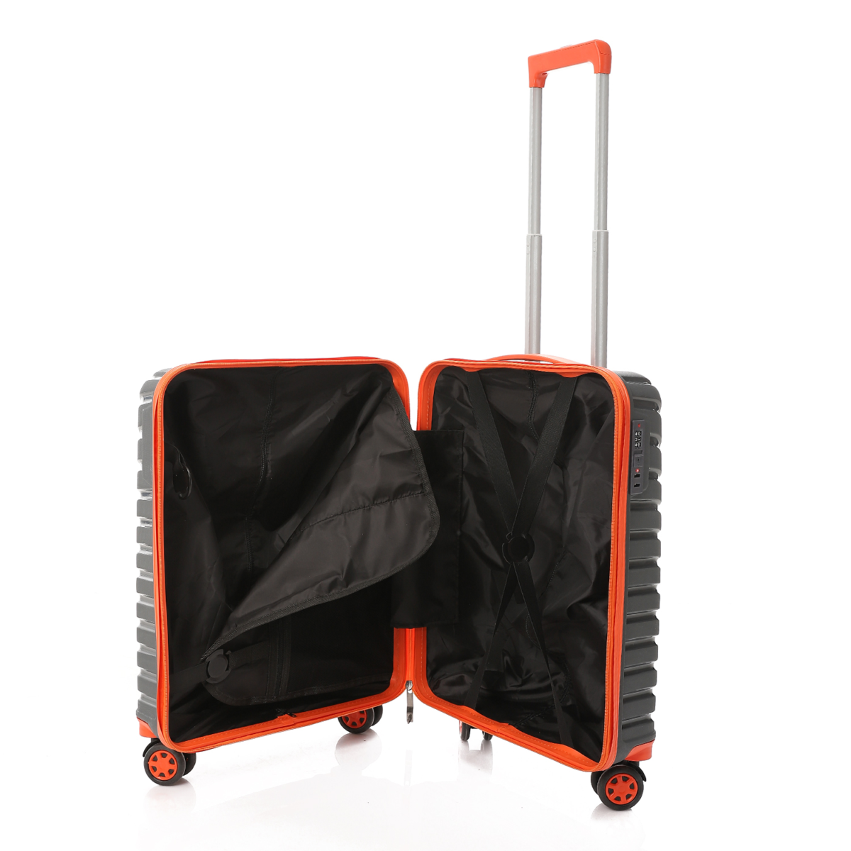 CROSSLAND Unbreakable Polyproline 22 Inch Cabin Size Trolley Luggage Grey - Orange