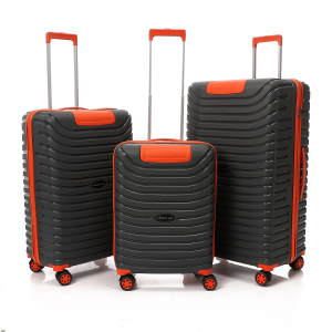 CROSSLAND Full Set Suitcase Set” – TSA Lock, Lightweight Hard Shell – Grey - Orange
