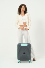 CROSSLAND Full Set Suitcase Set” – TSA Lock, Lightweight Hard Shell – Grey - Turquoise - Image 4