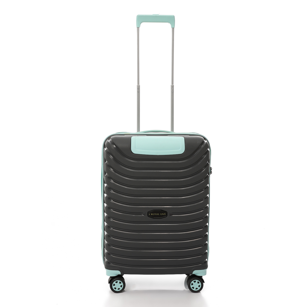 CROSSLAND Unbreakable Polyproplin 22 Inch Cabin Size Trolley Luggage Grey - Turquoise