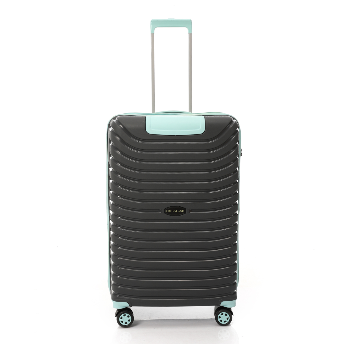 CROSSLAND Unbreakable Polyproplin 26 Inch Trolley Luggage Grey - Turquoise