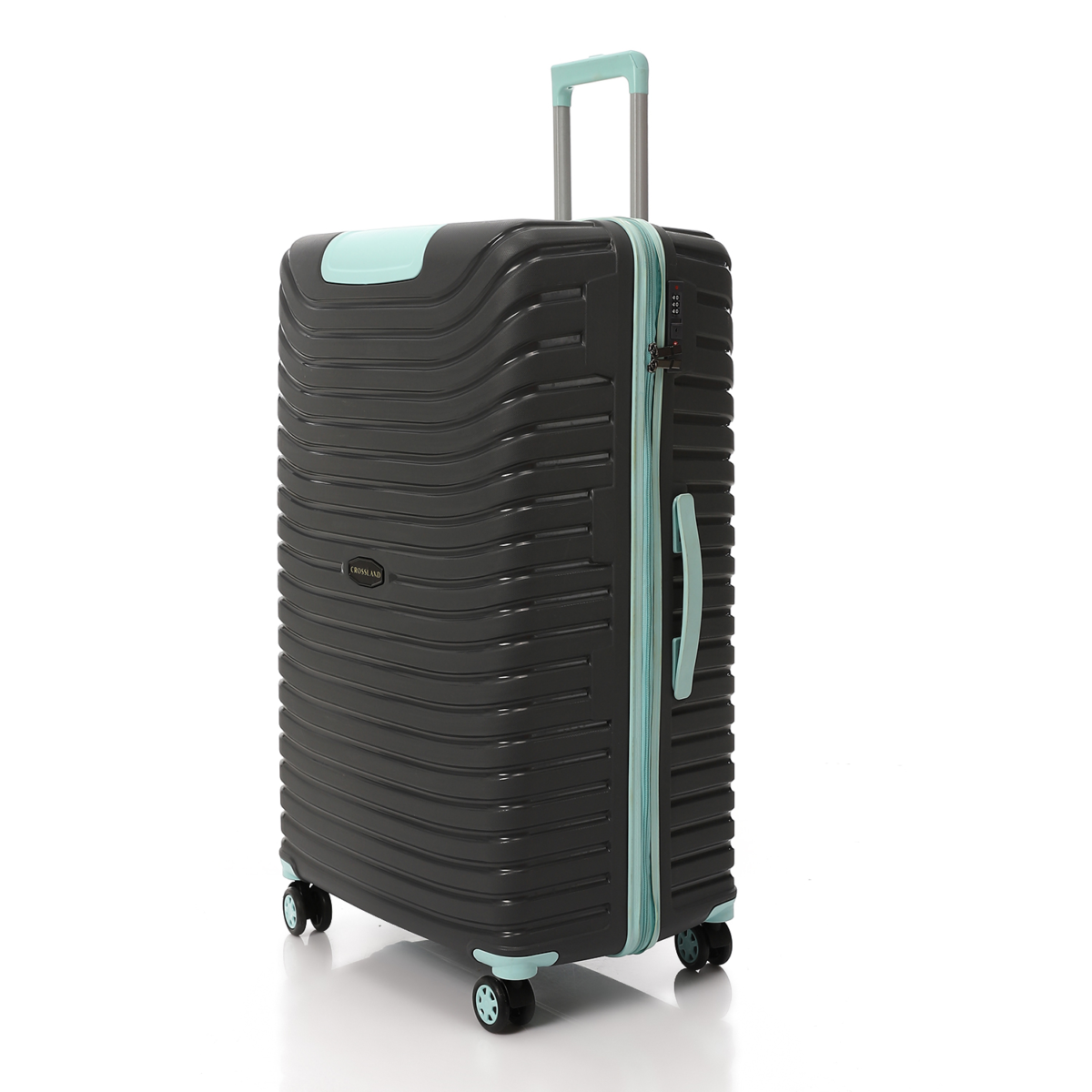 CROSSLAND Unbreakable Polyproplin 32 Inch Trolley Luggage Grey - Turquoise