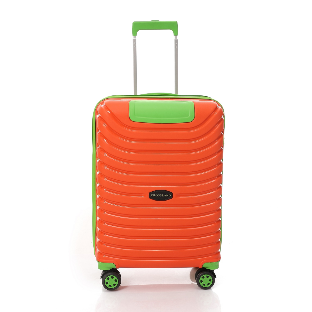 CROSSLAND Unbreakable Polyproplin 22 Inch Cabin Size Trolley Luggage Orange Green