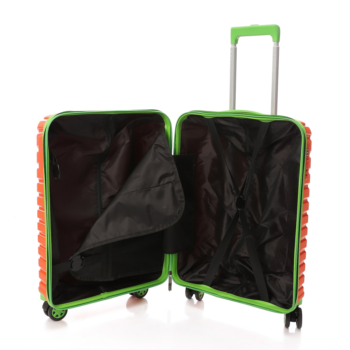 CROSSLAND Unbreakable Polyproplin 22 Inch Cabin Size Trolley Luggage Orange Green