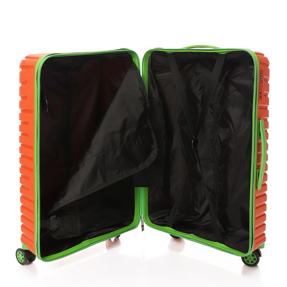 CROSSLAND Unbreakable Polyproplin 26 Inch Trolley Luggage Orange Green