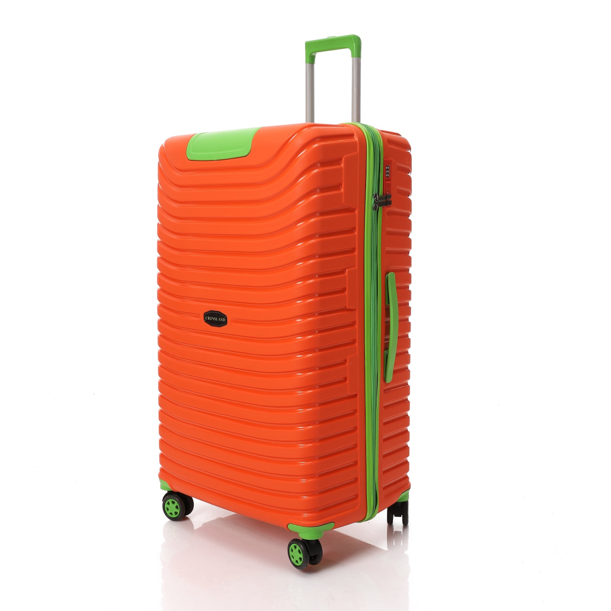 CROSSLAND Unbreakable Polyproplin 32 Inch Trolley Luggage Orange Green