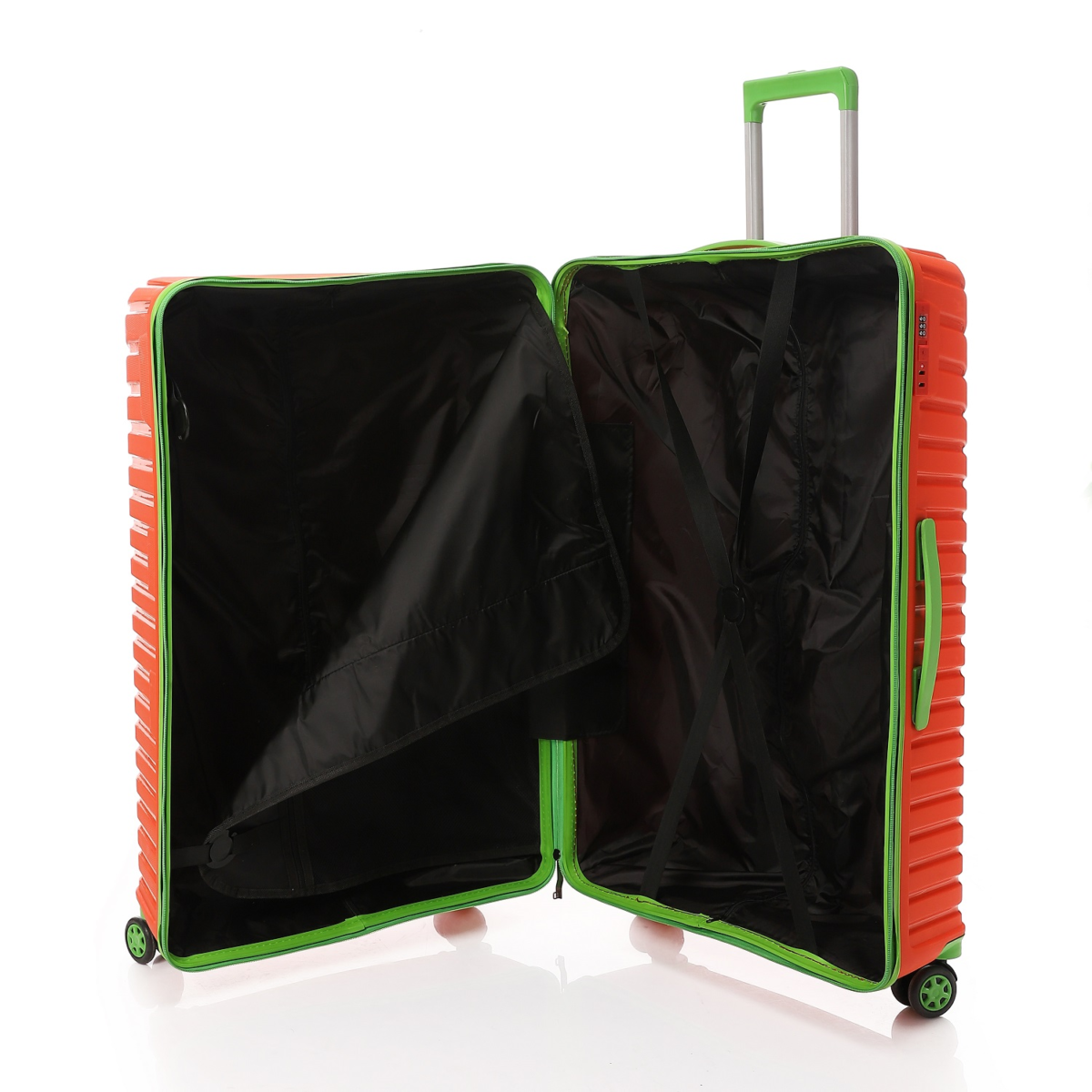 CROSSLAND Unbreakable Polyproplin 32 Inch Trolley Luggage Orange Green