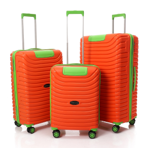 CROSSLAND Full Set Suitcase Set” – TSA Lock, Lightweight Hard Shell – Orange - Green