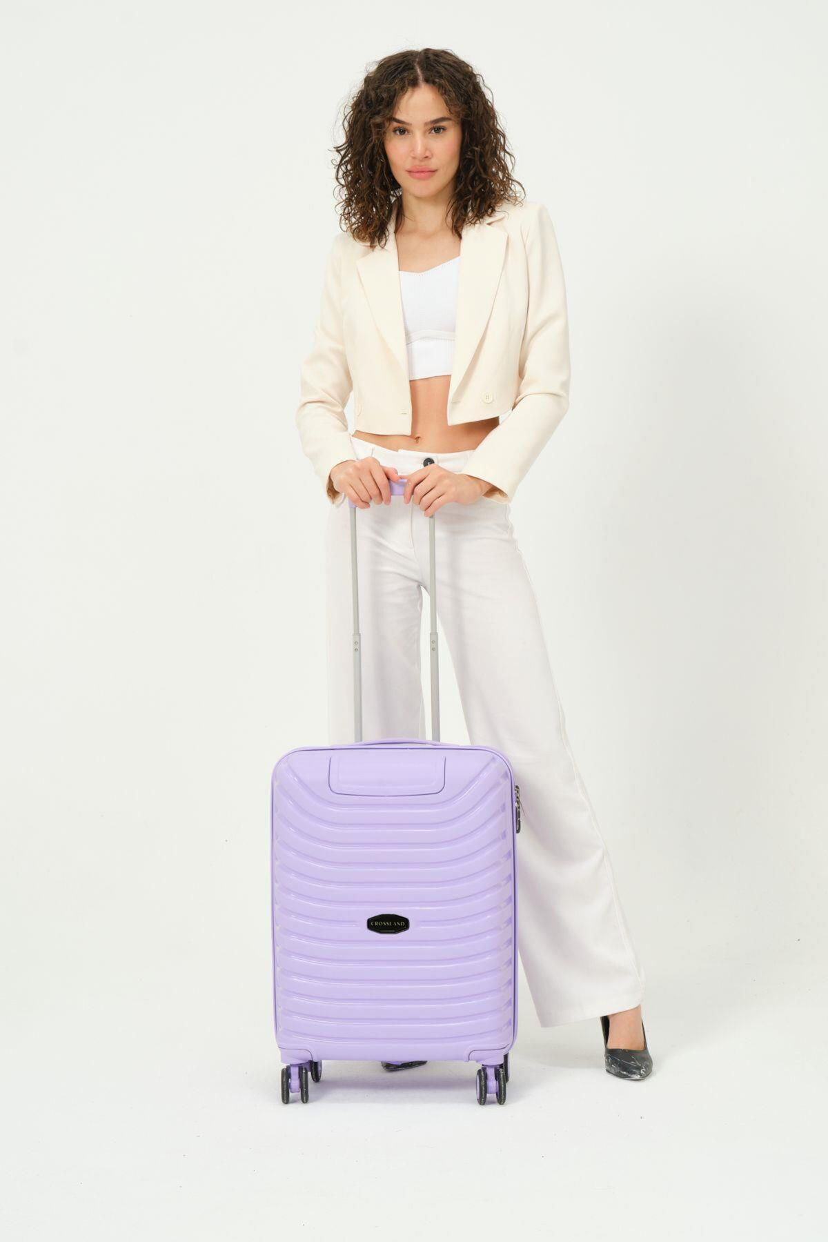 CROSSLAND Unbreakable Polyproplin 22 Inch Cabin Size Trolley Luggage Purple