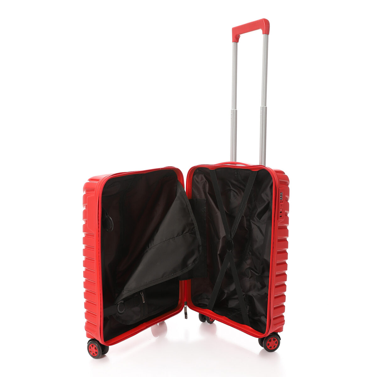 CROSSLAND Unbreakable Polyproplin 22 Inch Cabin Size Trolley Luggage Red